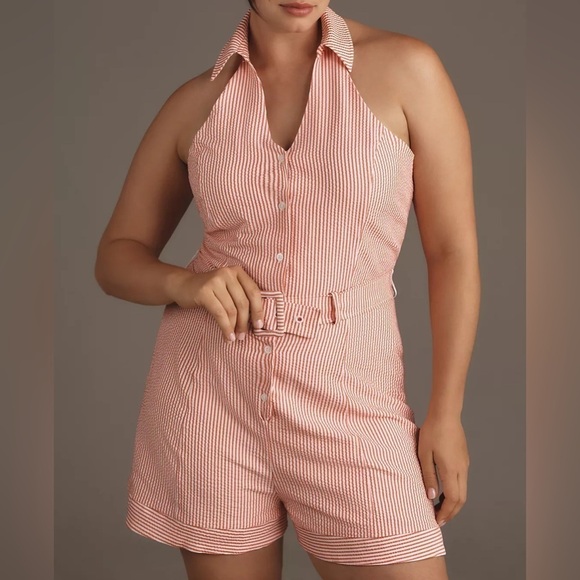 Anthropologie Maeve Halter Button-Front Romper - Picture 3 of 8